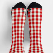 Red Ivory Preppy Gingham Plaid Kerstmis Sokken (Top)