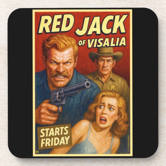 "RED JACK OF VISALIA" ONDERZETTER. #1 VAN 6. BIER ONDERZETTER (Voorkant)