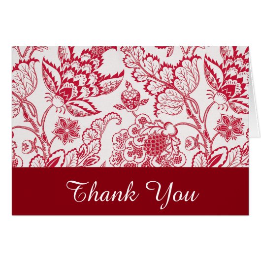 Red Jacobean print Dank je (Voorkant Horizontaal)