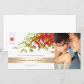 Red Jade Green Bamboo laat een Chinese bruiloft fo Bedankkaart (Voorkant / Achterkant)