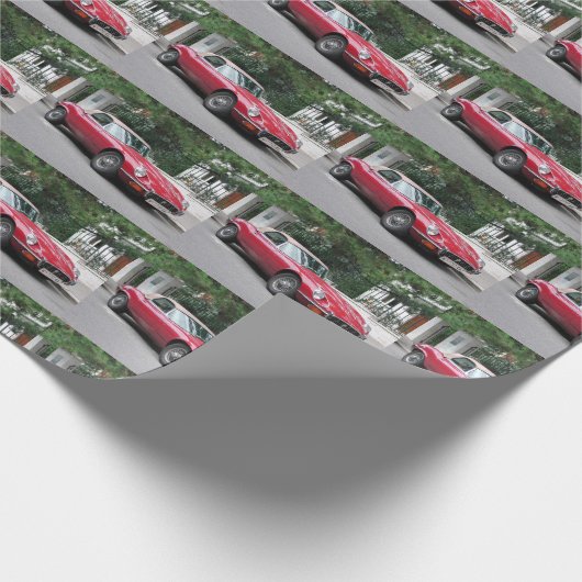 Red Jaguar E Type Cabriolet Cadeaupapier (Hoek)