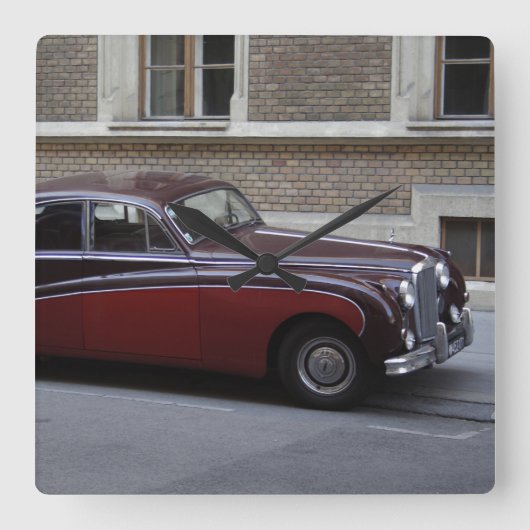 Red Jaguar Mark IX Vierkante Klok (Voorkant)