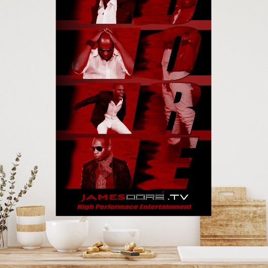 RED James Dore' Poster Black achtergrond (Keuken)