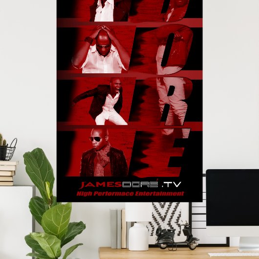 RED James Dore' Poster Black achtergrond (Thuiskantoor)