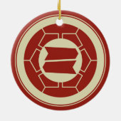  Red Japan Hattori Kamon Vector Art Keramisch Ornament (Achterkant)