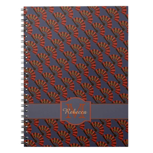 Red Japanese Antique Fans Elegant Personalised Notitieboek (Voorkant)