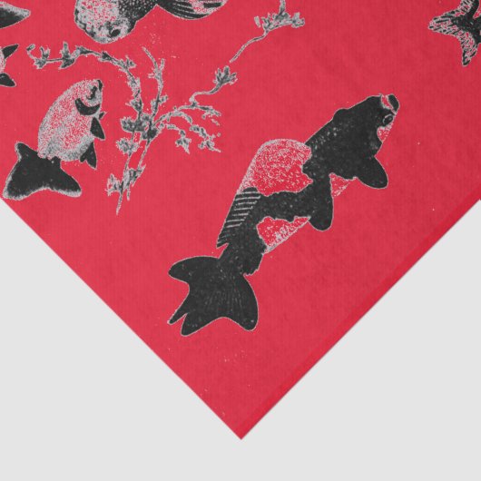  RED JAPANESE FISH Tissue Paper Tissuepapier (Detail)