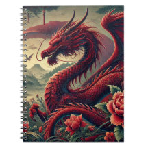 Red Japanese Spiral Notitieboek | Elegant Aziatisc