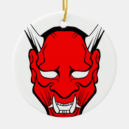 Red Japans Hannya Mask Keramisch Ornament (Voorkant)