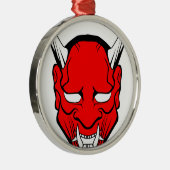 Red Japans Hannya Mask Metalen Ornament (Rechts)