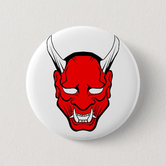 Red Japans Hannya Mask Ronde Button 5,7 Cm (Voorkant)