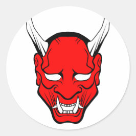 Red Japans Hannya Mask Ronde Sticker