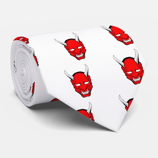 Red Japans Hannya Mask Stropdas (Opgerold)