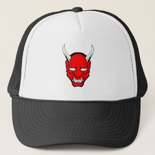 Red Japans Hannya Mask Trucker Pet (Voorkant)