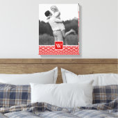 Red Japans Patroon | Foto met monogram Canvas Afdruk (Insitu (Slaapkamer))