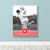 Red Japans Patroon | Foto met monogram Canvas Afdruk (Insitu (Houten vloer))