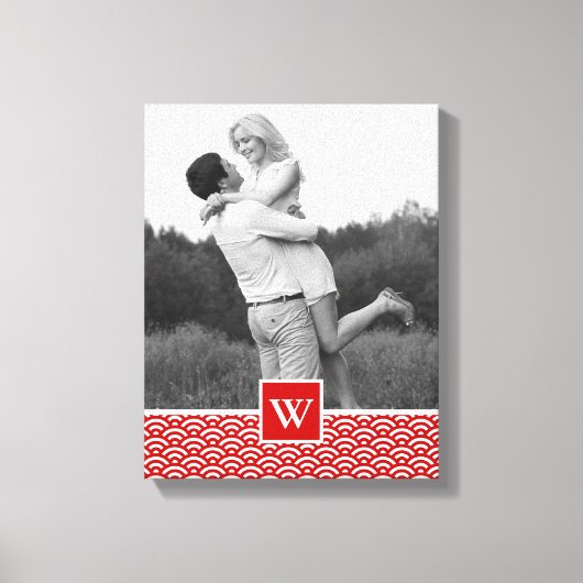 Red Japans Patroon | Foto met monogram Canvas Afdruk (Voorkant)
