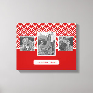 Red Japans Patroon Foto's en tekst van de famili Canvas Afdruk