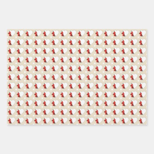 Red Japans Quince Blossom illustratie hart Inpakpapier Vel (Voorkant 3)