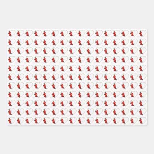 Red Japans Quince Blossom illustratie hart Inpakpapier Vel (Voorkant)