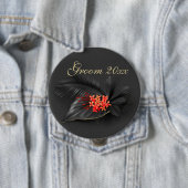Red Jasmine Black Leaves Wedding Ronde Button 4,0 Cm (In situ)
