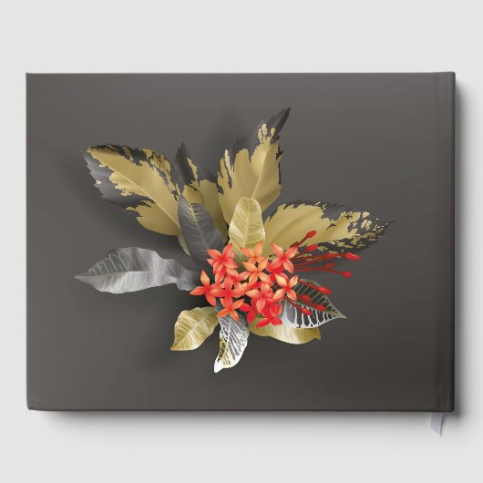 Red Jasmine Dark Tropical Wedding Gastenboek (Achterkant)