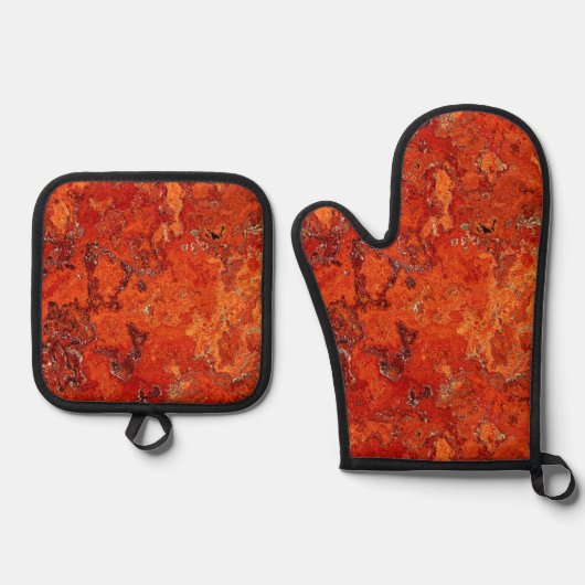 Red Jasper-ontwerp Ovenwant & Pannenlap Set (Voorkant)