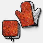 Red Jasper-ontwerp Ovenwant & Pannenlap Set (Voorkant / Achterkant)