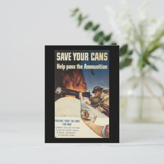 Red je blikjes in de Tweede Wereldoorlog Briefkaart (Staand voorkant)