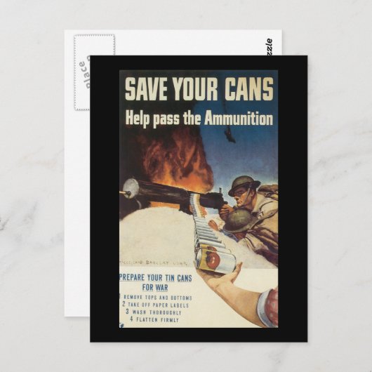 Red je blikjes in de Tweede Wereldoorlog Briefkaart (Voorkant / Achterkant)