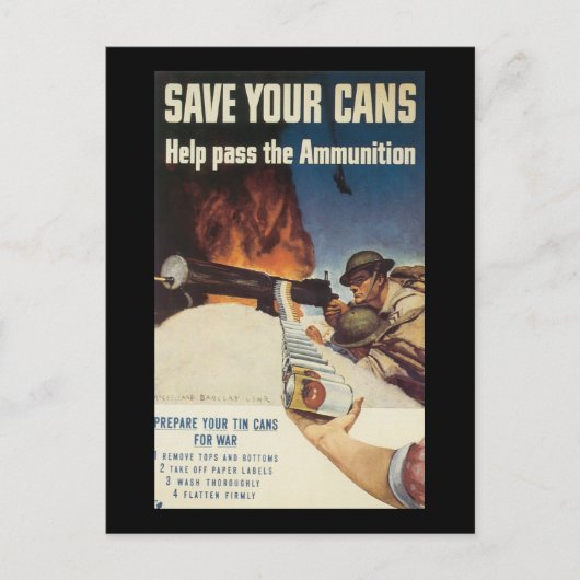 Red je blikjes in de Tweede Wereldoorlog Briefkaart (Voorkant)