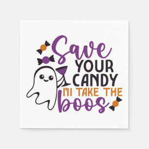 Red je Snoep... ik neem de Boos Funny Halloween. Servet