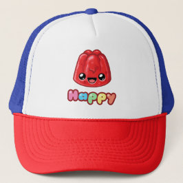 Red Jelly Happy Text - Happy Jump Trucker Pet