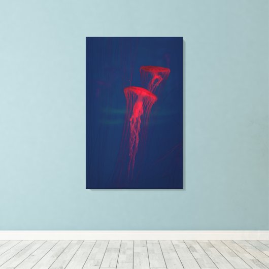 Red Jellyfish Canvas Afdruk (Insitu (Houten vloer))