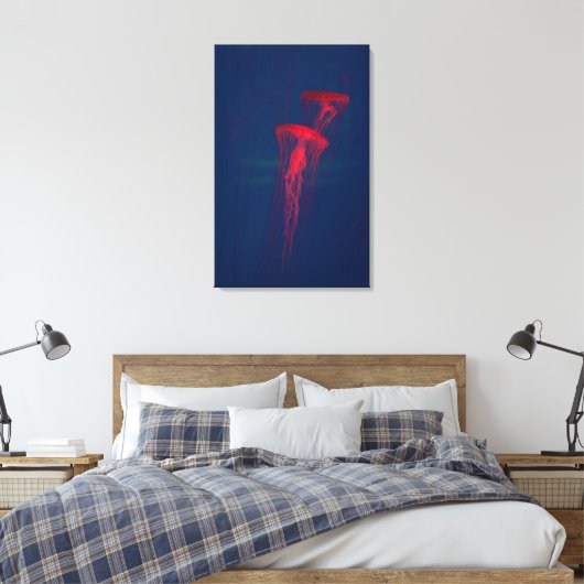 Red Jellyfish Canvas Afdruk (Insitu (Slaapkamer))