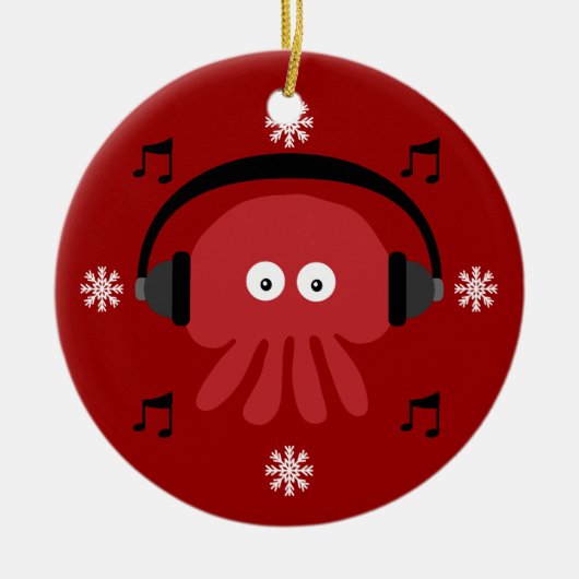 Red Jellyfish DJ & Snowflakes  Keramisch Ornament (Voorkant)