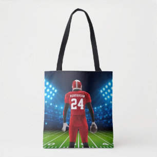 Red Jersey Persoonlijke Football Player Tote Bag