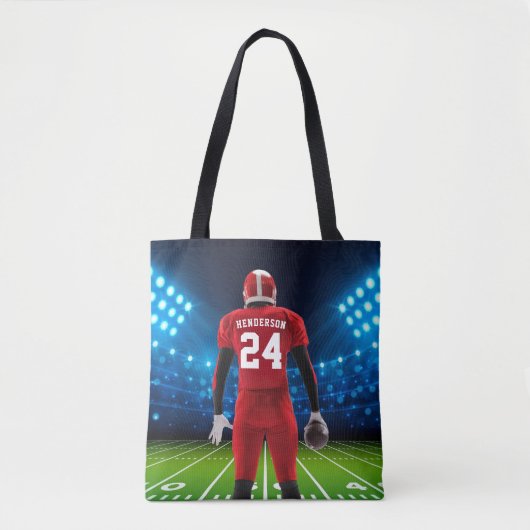 Red Jersey Persoonlijke Football Player Tote Bag (Voorkant)