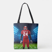 Red Jersey Persoonlijke Football Player Tote Bag (Achterkant)