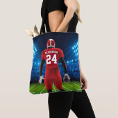 Red Jersey Persoonlijke Football Player Tote Bag (Dichtbij)