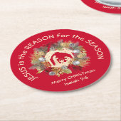 Red JESUS IS DE REDEN VAN Kerstmis Ronde Kartonnen Onderzetter (Gebogen)