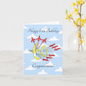 Red Jet Planes 60th (Blue Sky) Birthday Card Kaart (Gele Bloem)
