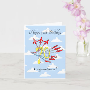 Red Jet Planes 70th (Blue Sky) Birthday Card Kaart