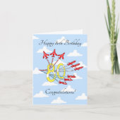 Red Jet Planes 80th (Blue Sky) Birthday Card Kaart (Voorkant)