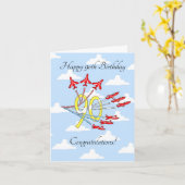 Red Jet Planes 90e (Blue Sky) Verjaardag Kaart (Gele Bloem)