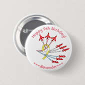 Red Jet Planes 9th Birthday Badge Ronde Button 5,7 Cm (Voorkant /achterkant)