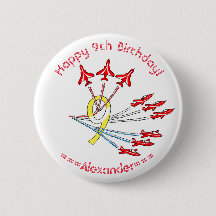 Red Jet Planes 9th Birthday Badge