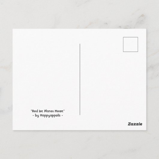 Red Jet Planes Heart Briefkaart (Achterkant)