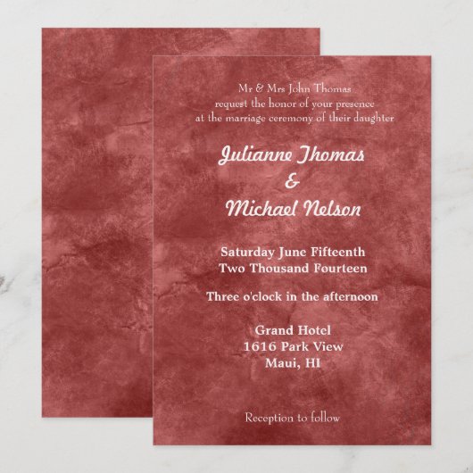 Red Jewel Bruiloft Kaart (Voorkant / Achterkant)