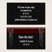 Red Jeweled Damask Vampire Wedding Visitekaartje (Voorkant /achterkant)